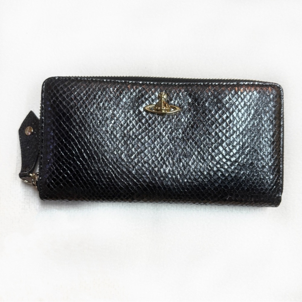 Vivienne Westwood Zip Round Wallet Verona Metallic Leather